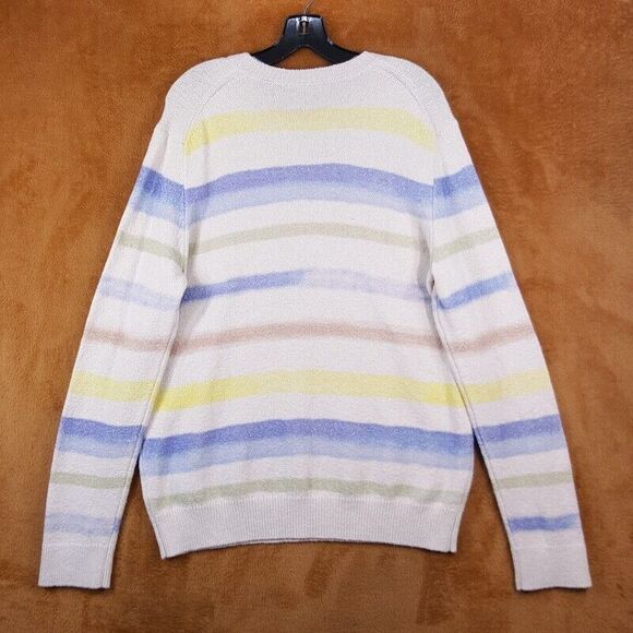 ATM Sweater Mens Medium Cream Painted Stripe Pullover Cotton Blend Knit $395 - Picture 5 of 9
